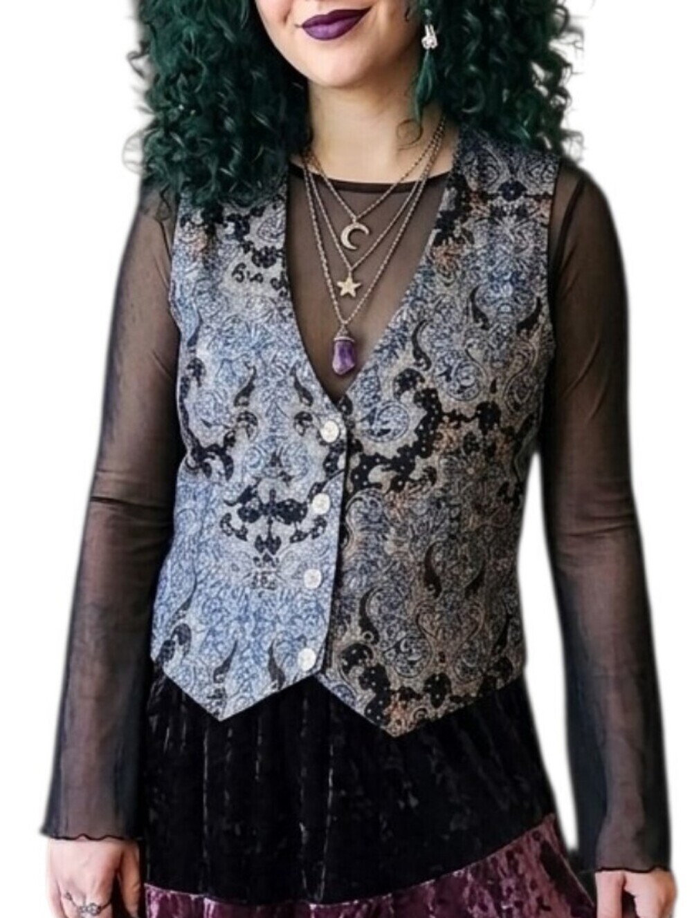 Theo Vintage Beaded Paisely Whimsygoth Witchy Vest Large